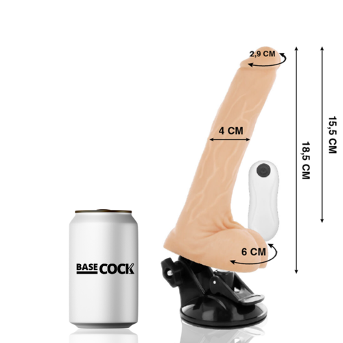 BASECOCK - GODE VENTOUSE ARTICULABLE ET TÉLÉCOMMANDE 18.5 CM