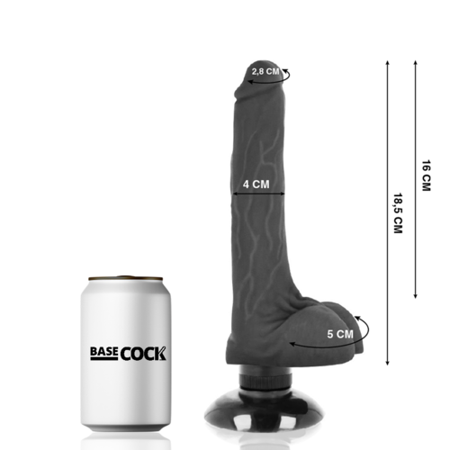 BASECOCK - GODE VIBRANT VENTOUSE RÉALISTE 2-1  18.5 CM -O- 4 CM