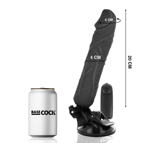 BASECOCK - GODE VIBRANT RÉALISTE SUR SOCLE TÉLÉCOMMANDE 20 CM
