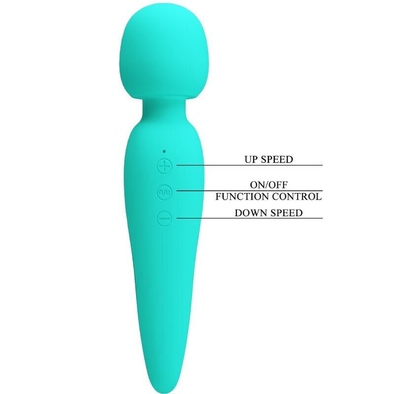 PRETTY LOVE - VIBROMASEUR WAND MEREDITH 12 MODES DE VIBRATION VERT AQUA