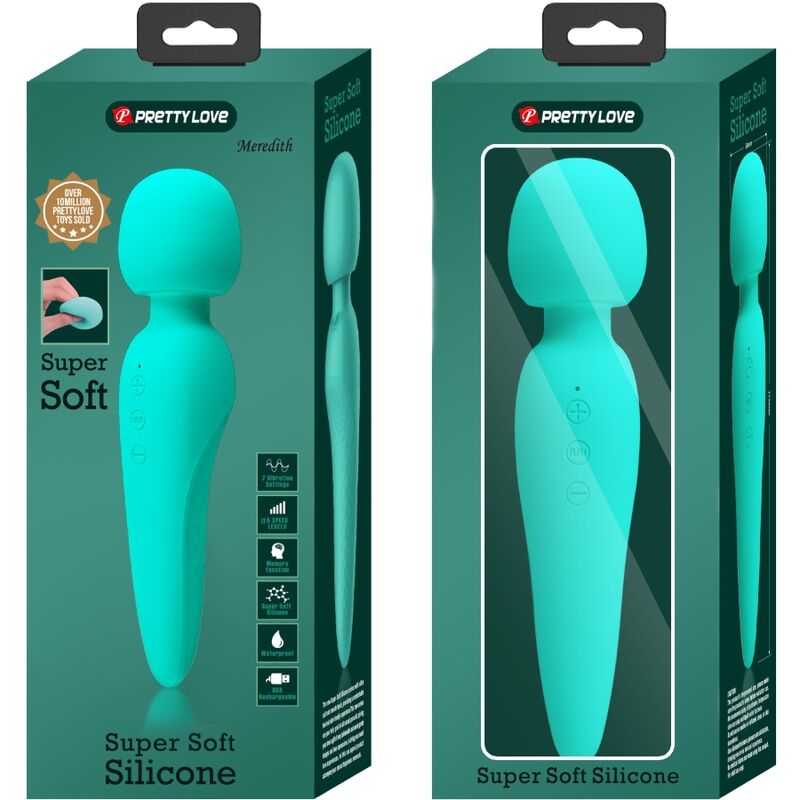 PRETTY LOVE - VIBROMASEUR WAND MEREDITH 12 MODES DE VIBRATION VERT AQUA