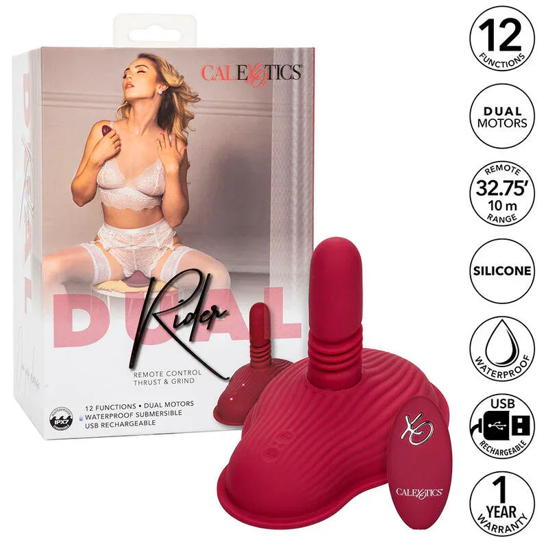 CALEXOTICS - RIDER MASSAGER DOUBLE MOTEUR TÉLÉCOMMANDE ROUGE - Incandessens