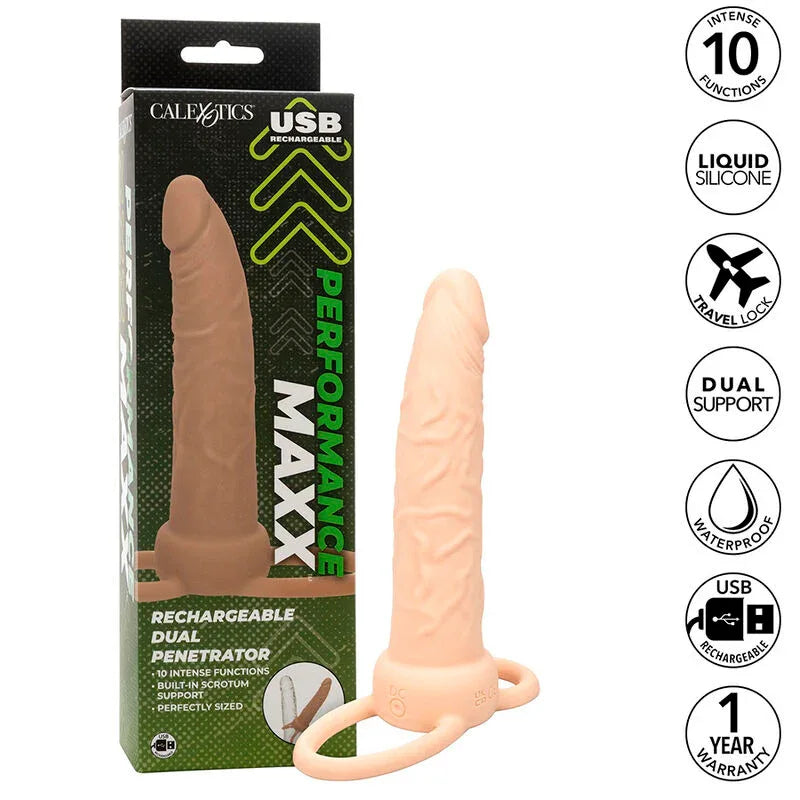 CALEXOTICS - PERFORMANCE MAXX RECHARGEABLE DOUBLE PÉNÉTRATEUR PEAU CLAIRE - Incandessens