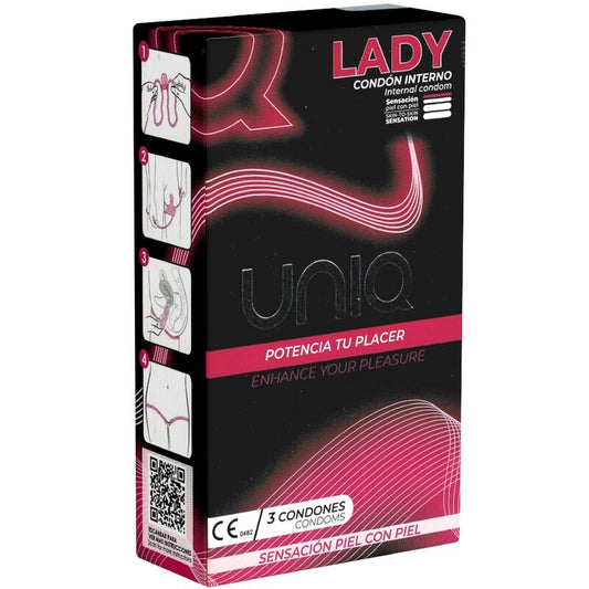 UNIQ - LADY CONDOM PRÉSERVATIFS FÉMININS SANS LATEX 3 UNITÉS