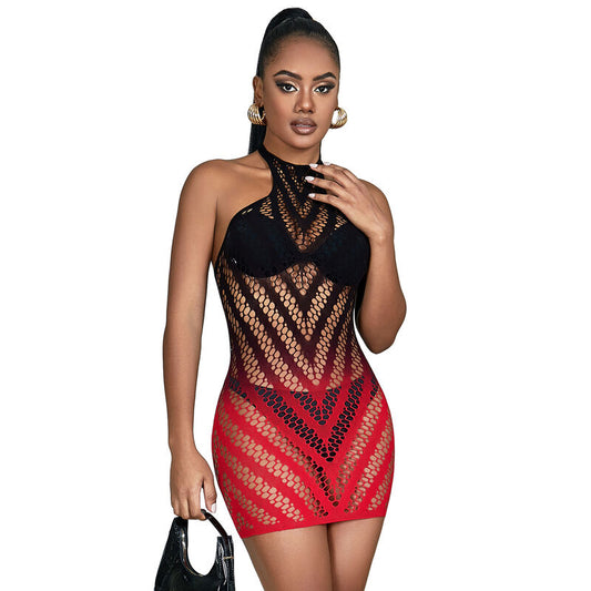 SUBBLIME - 952242 ROBE ÉLASTIQUE DÉGRADÉ ROUGE ET NOIR TAILLE UNIQUE