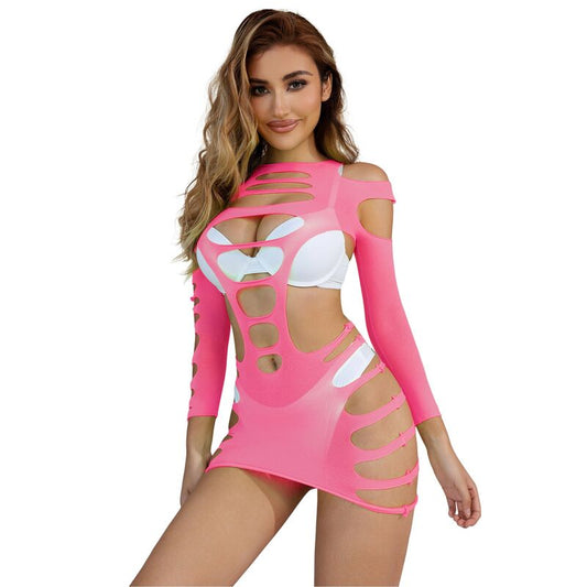 SUBBLIME - 952273 ROBE ÉLASTIQUE MANCHES LONGUES ROSE TAILLE UNIQUE