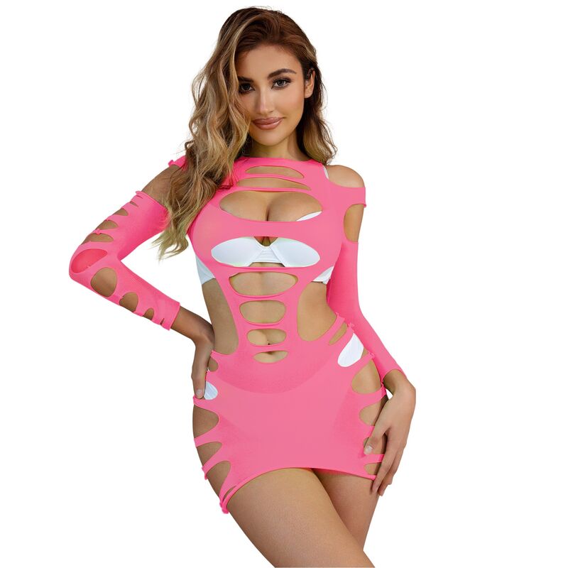 SUBBLIME - 952273 ROBE ÉLASTIQUE MANCHES LONGUES ROSE TAILLE UNIQUE