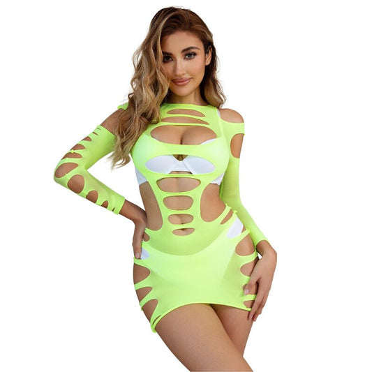 SUBBLIME - 952280 ROBE ÉLASTIQUE MANCHES LONGUES VERT TAILLE UNIQUE