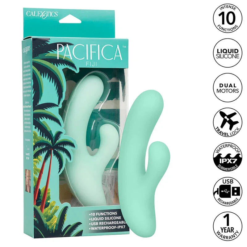 CALEXOTICS - PACIFICA FIJI VIBRATEUR & ESTIMULATEUR POINT G 10 VIBRATIONS AQUA - Incandessens