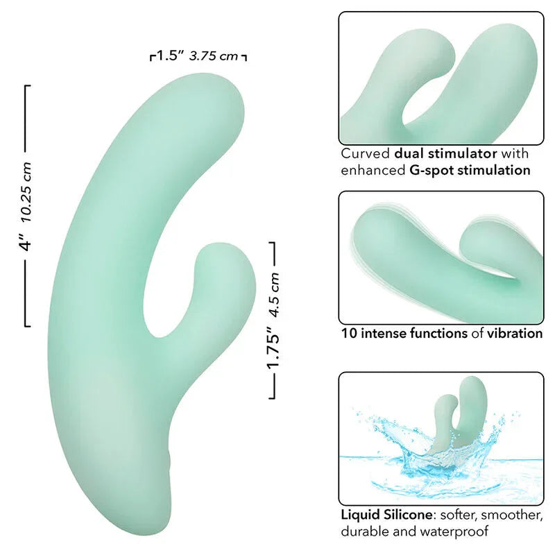 CALEXOTICS - PACIFICA FIJI VIBRATEUR & ESTIMULATEUR POINT G 10 VIBRATIONS AQUA - Incandessens