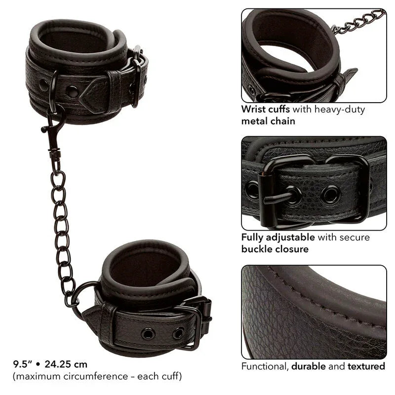 CALEXOTICS - NOCTURNAL POIGNETS EN CUIR RÉGLABLES NOIRS - Incandessens