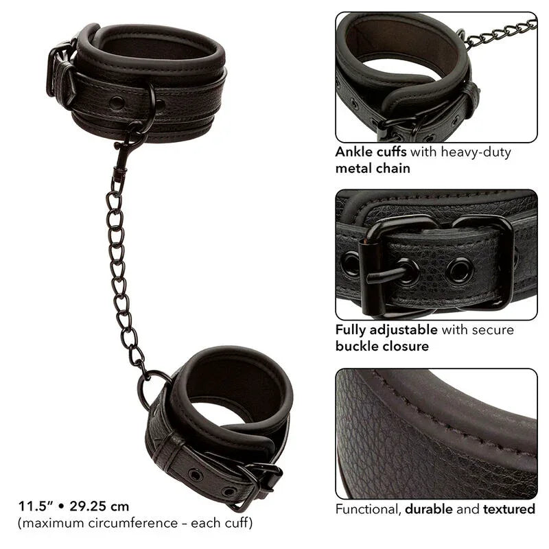 CALEXOTICS - NOCTURNAL CHEVILLES RÉGLABLES EN CUIR NOIR - Incandessens