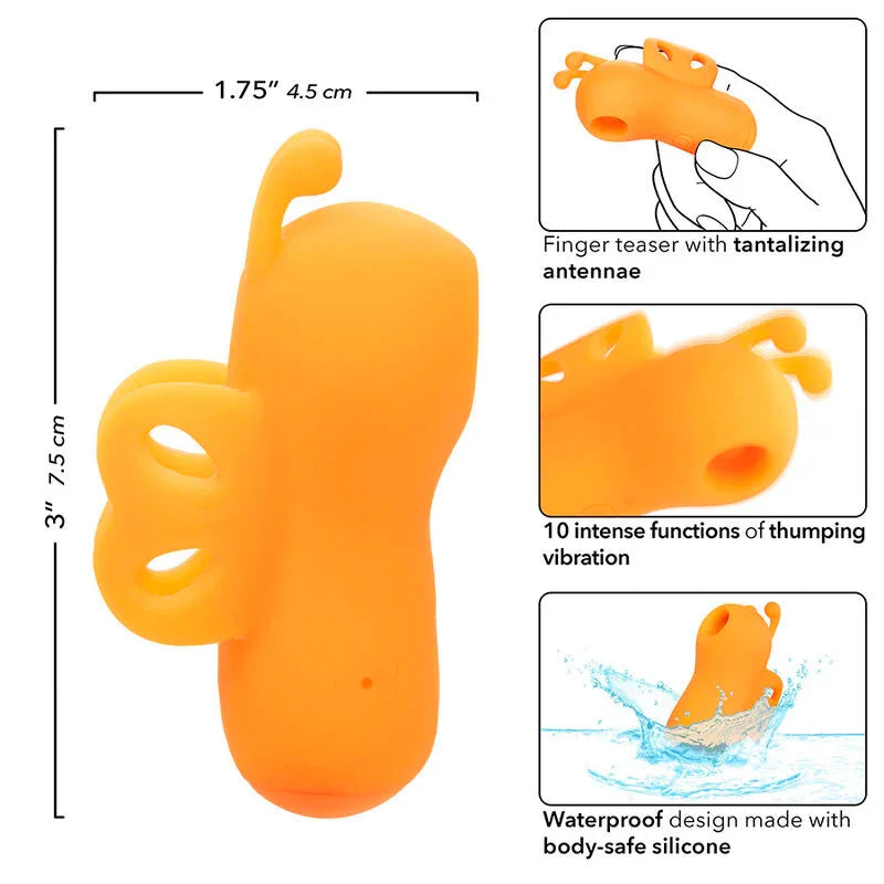 CALEXOTICS - NEON VIBES BUZZING VIBE LE STIMULATEUR DE DOIGTS 10 VIBRATIONS ORANGE - Incandessens