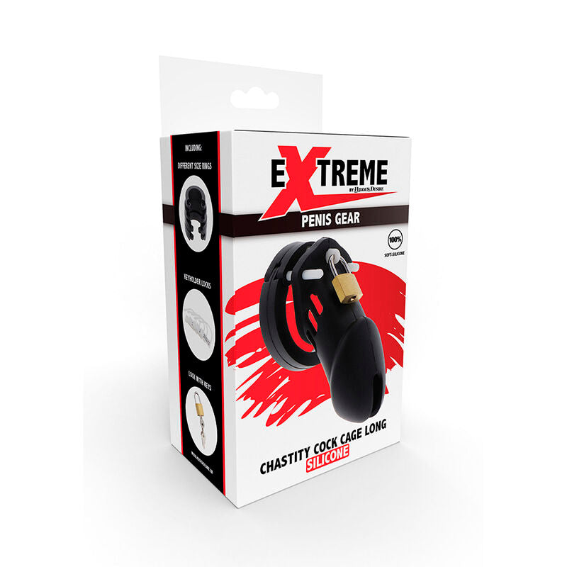 HIDDEN DESIRE - EXTREME CAGE DE CHASTETÉ EN SILICONE TAILLE L NOIR