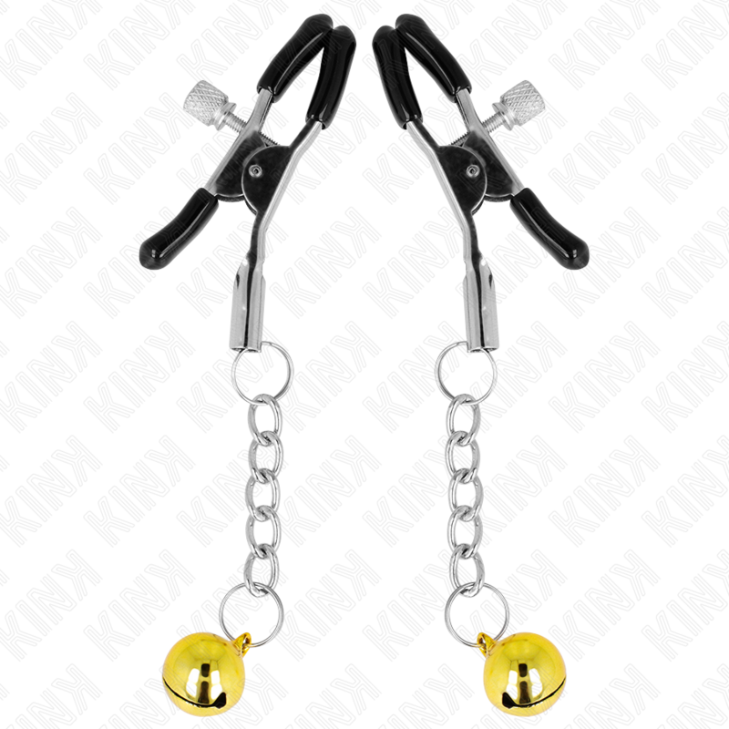 KINK - PINCES À TETONS PENDENTIF JINGLE BELL OR 6 CM