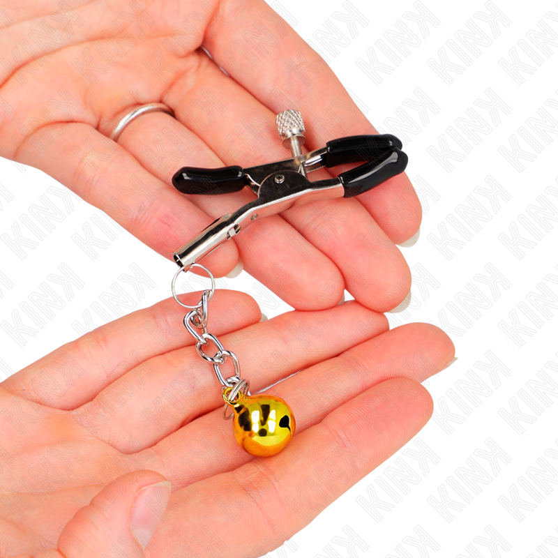 KINK - PINCES À TETONS PENDENTIF JINGLE BELL OR 6 CM