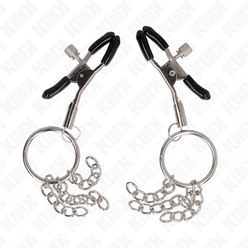 KINK - PINCE A TETONS O RING ET PETITE CHAINE ARGENT 6 CM