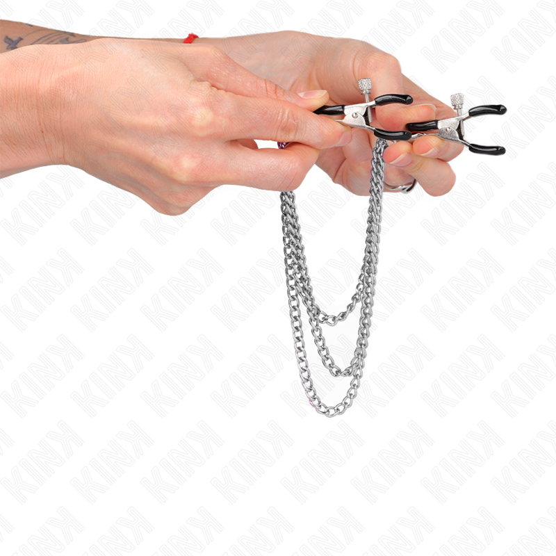 KINK - PINCES À TETONS AVEC 3 CHAÎNES ARGENT 20/23/28 CM