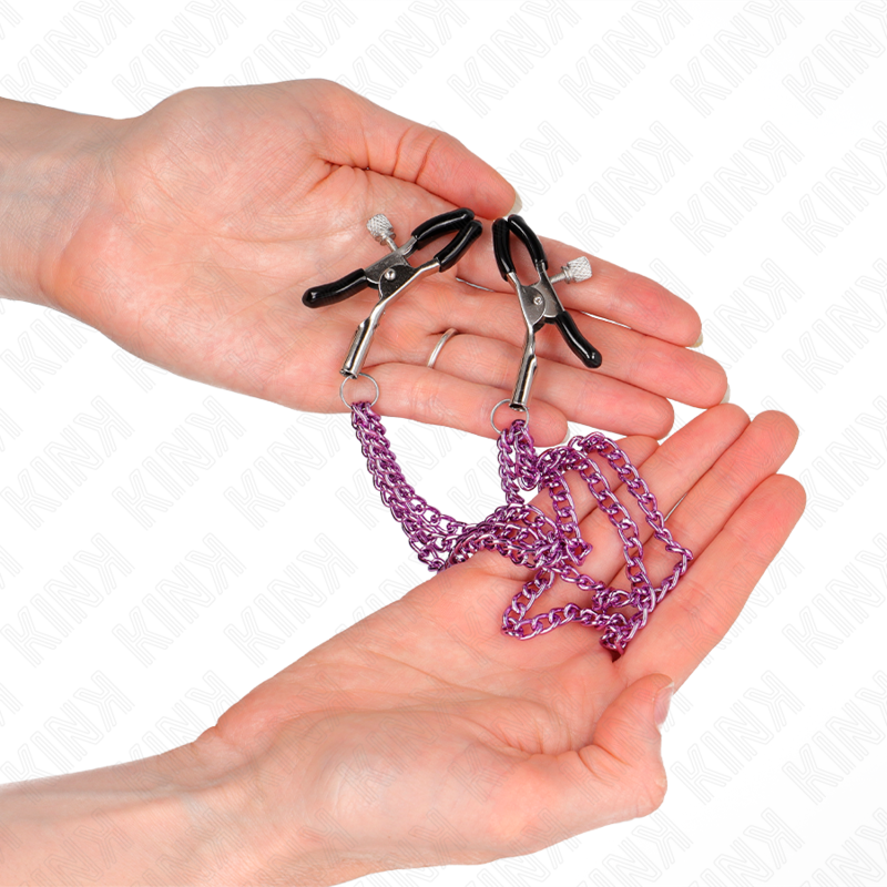 KINK - PINCES À TETONS AVEC 3 CHAÎNES VIOLET 20/23/28 CM
