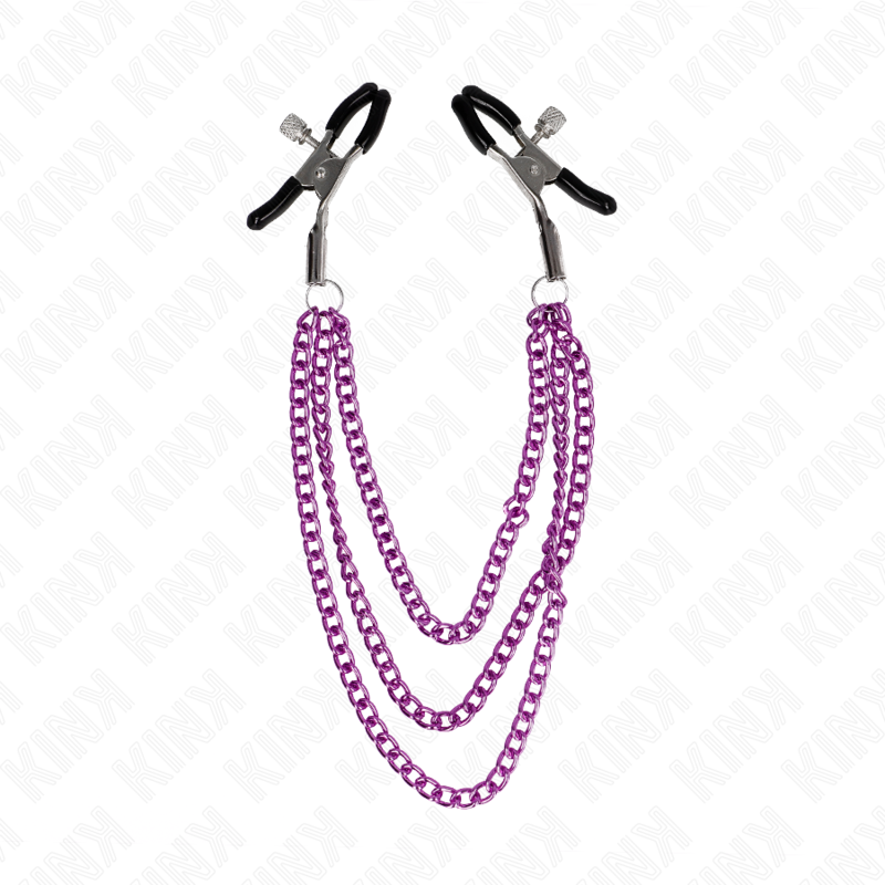 KINK - PINCES À TETONS AVEC 3 CHAÎNES VIOLET 20/23/28 CM