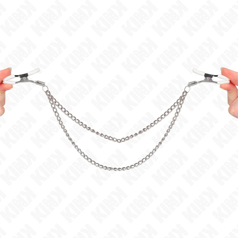 KINK - PINCES À TETONS AVEC 2 CHAÎNES FINES ARGENT 20/23 CM