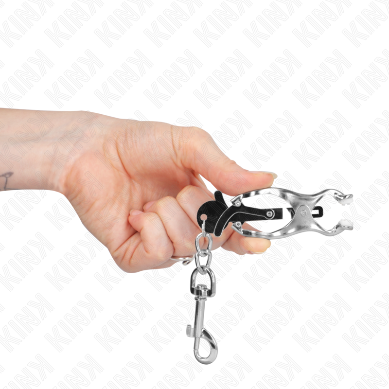 KINK - PINCES À TETONS TRÈFLE JAPONAIS AVEC CROCHETS ARGENT