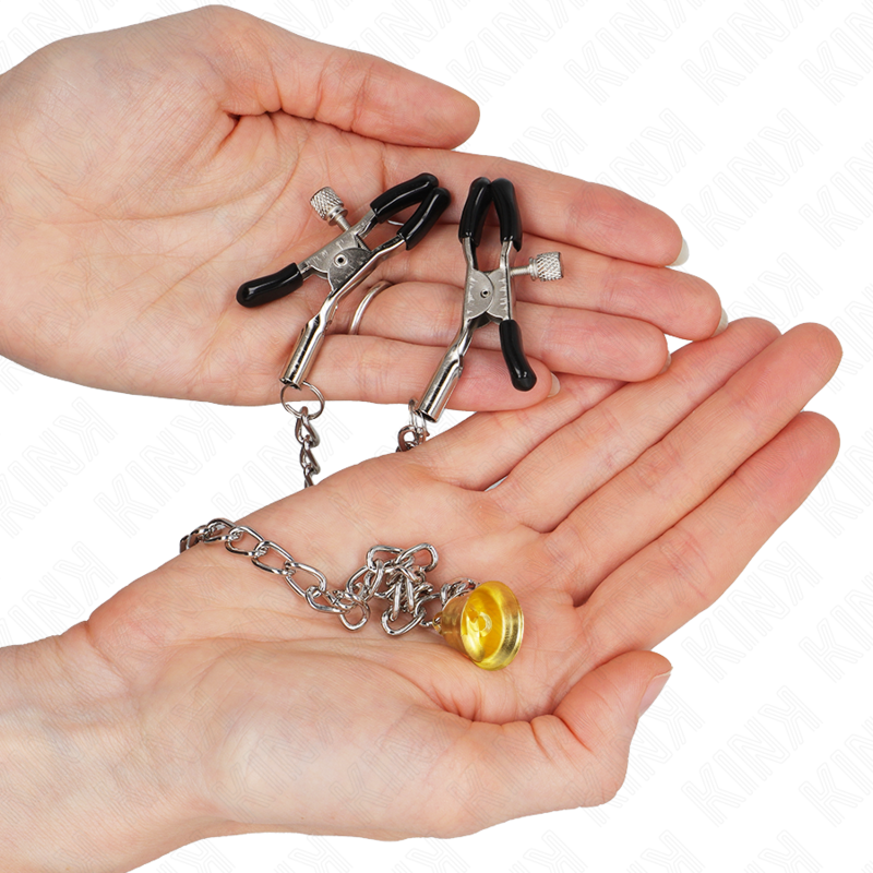 KINK - PINCES À TETONS CHAÎNE AVEC PENDENTIF CORNE 30 CM