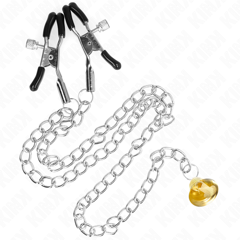 KINK - PINCES À TETONS CHAÎNE AVEC PENDENTIF CORNE 30 CM