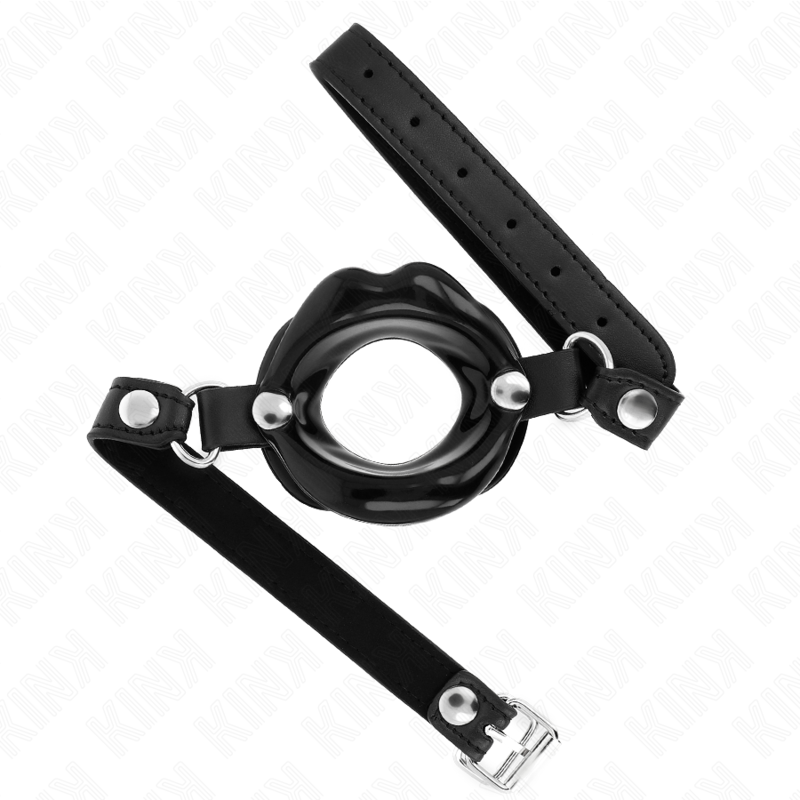 KINK - BAILLON BOUCHE 8 CM AVEC SANGLE EN CUIR NOIR 63 x 2 CM AJUSTABLE 39-58 CM