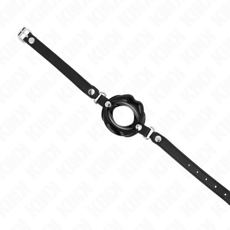 KINK - BAILLON BOUCHE 8 CM AVEC SANGLE EN CUIR NOIR 63 x 2 CM AJUSTABLE 39-58 CM