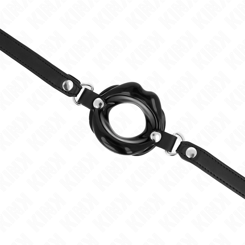 KINK - BAILLON BOUCHE 8 CM AVEC SANGLE EN CUIR NOIR 63 x 2 CM AJUSTABLE 39-58 CM
