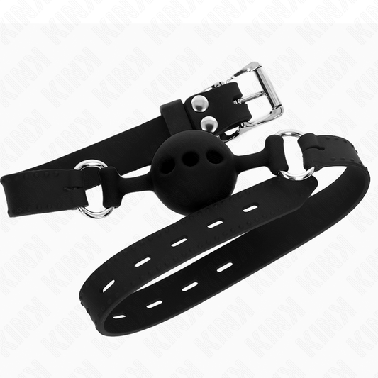 KINK - BAILLON ENTIÈREMENT SILICONE 55 x 2 CM AVEC BOULE DE 4 CM TAILLE S NOIR AJUSTABLE 35-51 CM