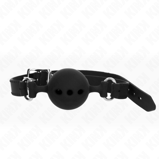 KINK - BAILLON ENTIEREMENT SILICONE 55 x 2 CM AVEC BOULE DE 5 CM TAILLE L NOIR AJUSTABLE 35-51 CM