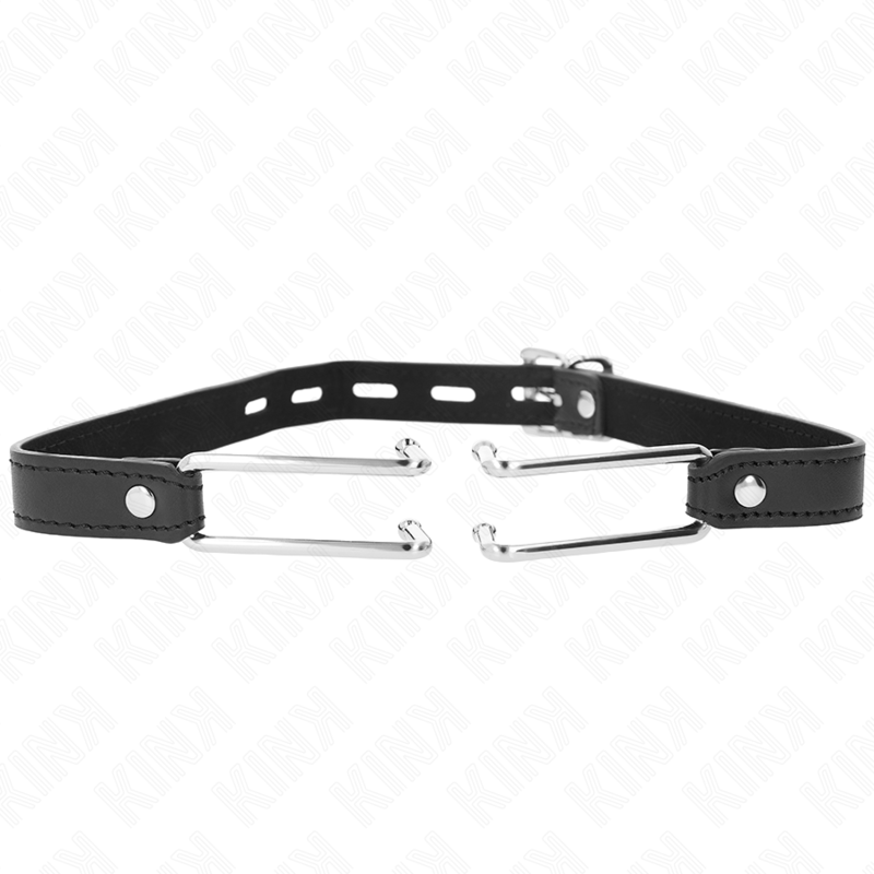 KINK - BAILLON ECARTEUR BOUCHE EN MÉTAL 11,5 CM AVEC SANGLE EN CUIR RÉGLABLE 39-58 CM X 2 CM