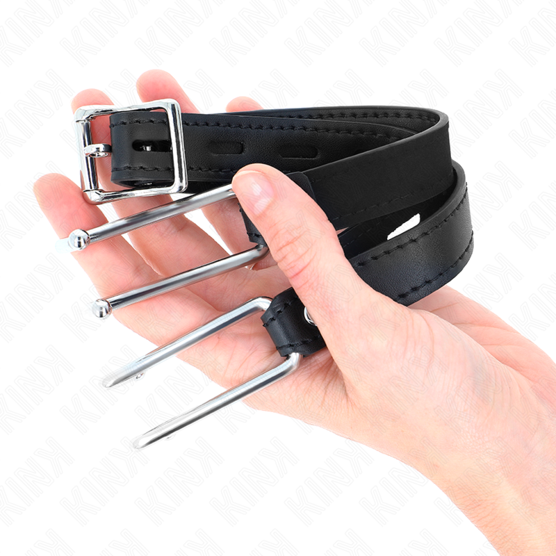 KINK - BAILLON ECARTEUR BOUCHE EN MÉTAL 11,5 CM AVEC SANGLE EN CUIR RÉGLABLE 39-58 CM X 2 CM