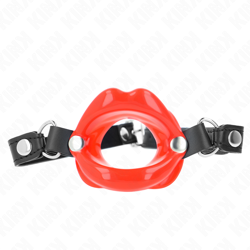 KINK - BAILLON BOUCHE 8 CM AVEC SANGLE EN CUIR ROUGE 63 x 2 CM AJUSTABLE 39-58 CM