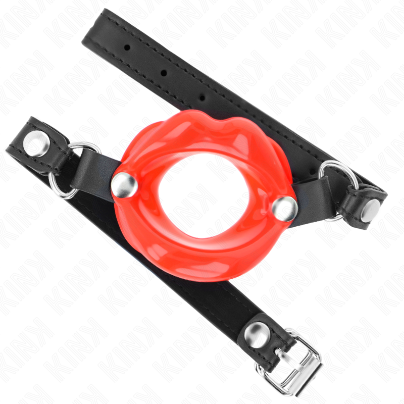 KINK - BAILLON BOUCHE 8 CM AVEC SANGLE EN CUIR ROUGE 63 x 2 CM AJUSTABLE 39-58 CM