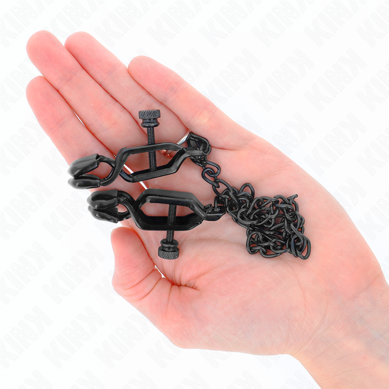 KINK - PINCES À TETONS CHAÎNE PLATE NOIR 30 CM