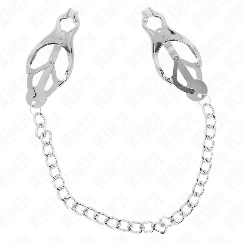 KINK - PINCES À TETONS TRÈFLE JAPONAIS AVEC CHAÎNE ARGENT 30 CM