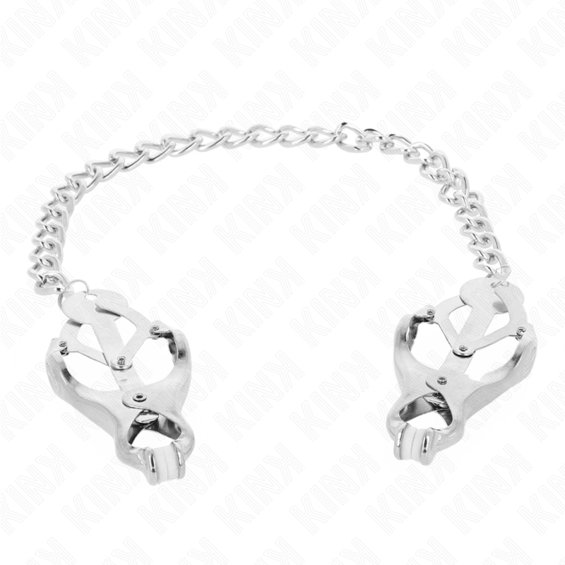 KINK - PINCES À TETONS TRÈFLE JAPONAIS AVEC CHAÎNE ARGENT 30 CM