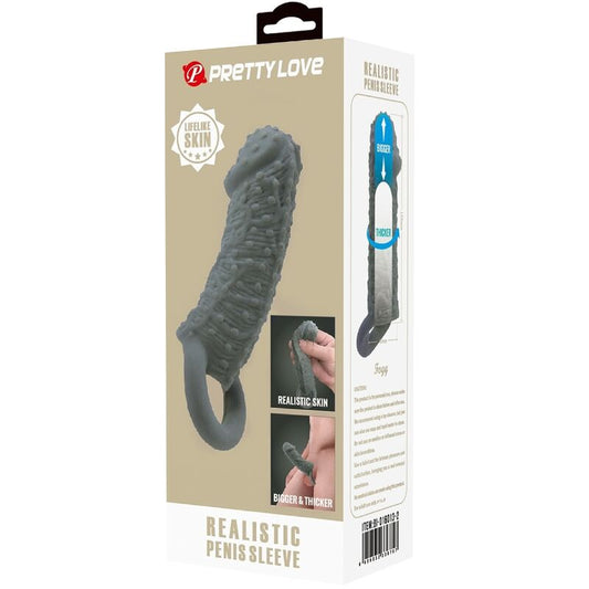PRETTY LOVE - MANCHON PÉNIEN EXTENSIBLE RETARDATEUR ÉJACULATION TEXTURE POINTILLÉE - GRIS