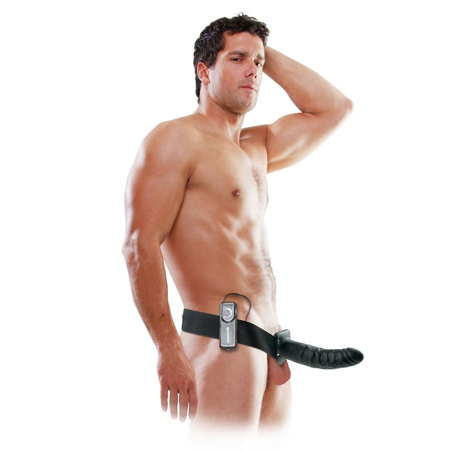 FETISH FANTASY SERIES - STRAP-ON NOIR CREUX VIBRANT 19 CM