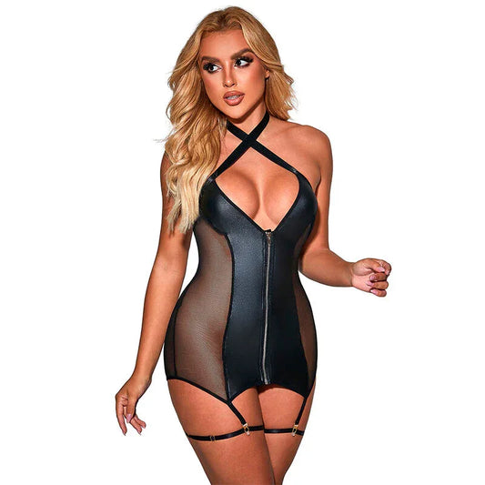 SUBBLIME - 954444 ROBE CORSET SEXY TRANSPARENTE NOIR S/M - Incandessens