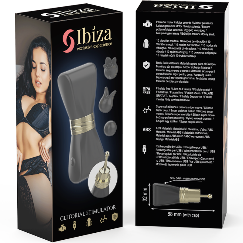 IBIZA - STIMULATEUR CLITORIDIEN BOW 3 TETES SILICONE LUXE NOIR