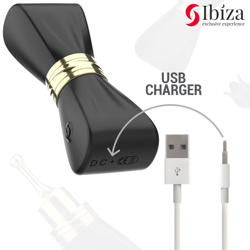 IBIZA - STIMULATEUR CLITORIDIEN BOW 3 TETES SILICONE LUXE NOIR