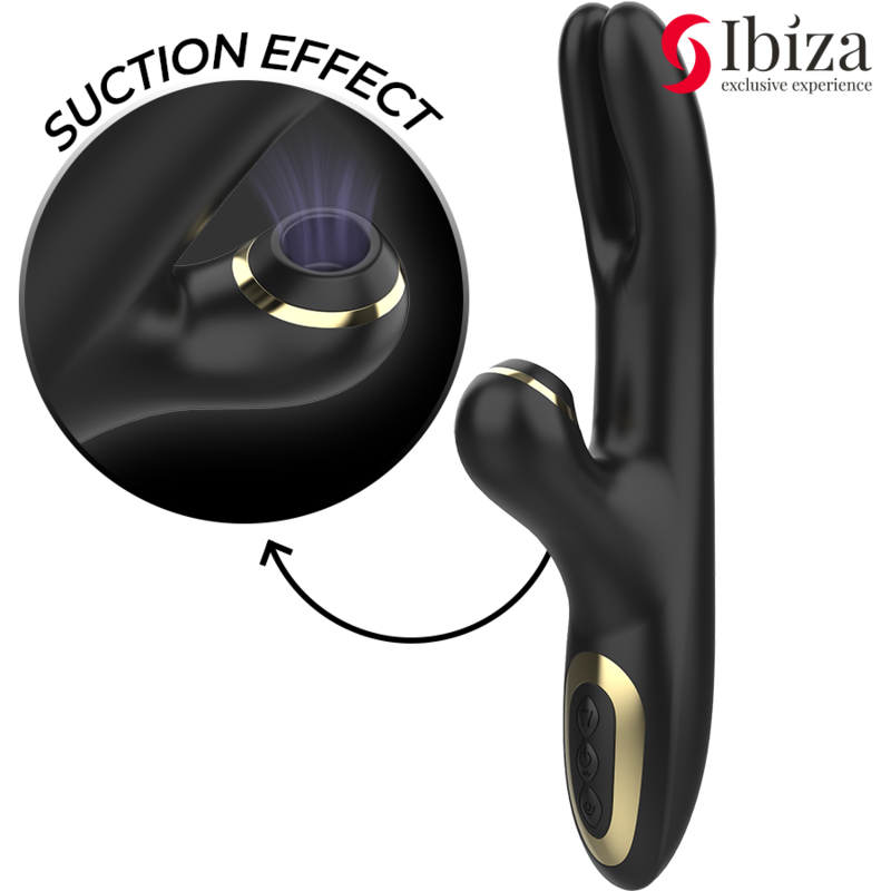 IBIZA - VIBRATEUR DOUBLE SERRAGE NOIR RECHARGEABLE USB MULTI-VITESSES ÉTANCHE