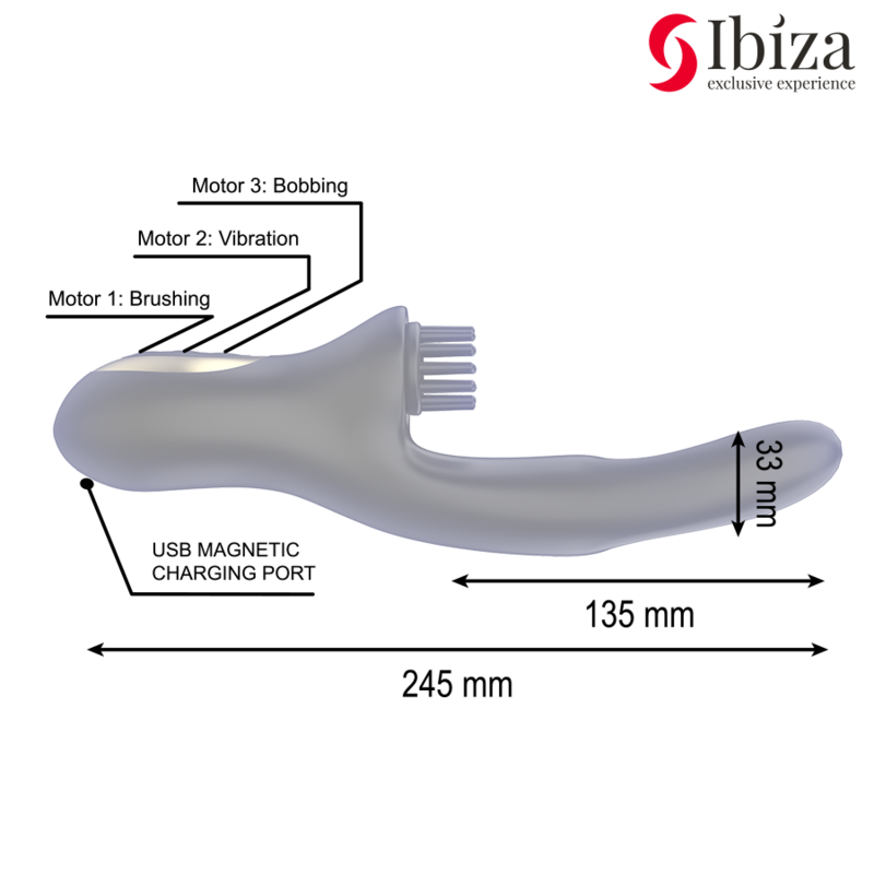 IBIZA - VIBRATEUR RABBIT HI-TECH TRIPLE MOTEUR 10 MODES VIBRATION 6 MODES BALANCEMENT 7 MODES BROSSAGE