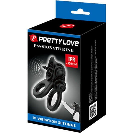 PRETTY LOVE - PASSIONATE RING DOUBLE ANNEAU VIBRANT STIMULATEUR CLITORIS NOIR