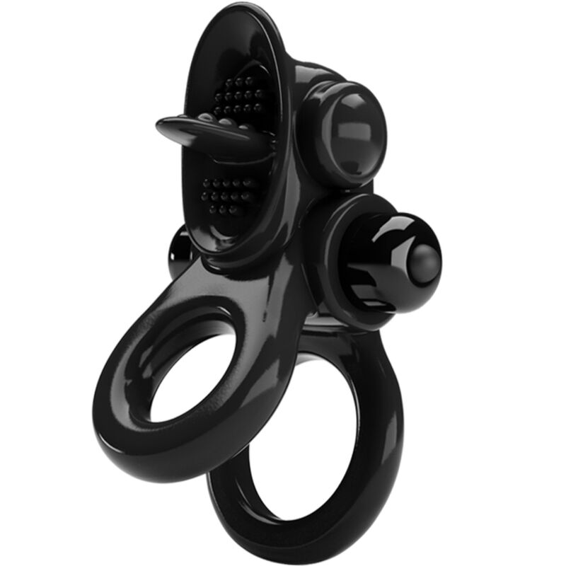 PRETTY LOVE - PASSIONATE RING DOUBLE ANNEAU VIBRANT STIMULATEUR CLITORIS NOIR