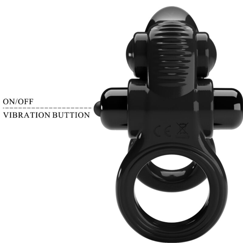 PRETTY LOVE - PASSIONATE RING DOUBLE ANNEAU VIBRANT STIMULATEUR CLITORIS NOIR